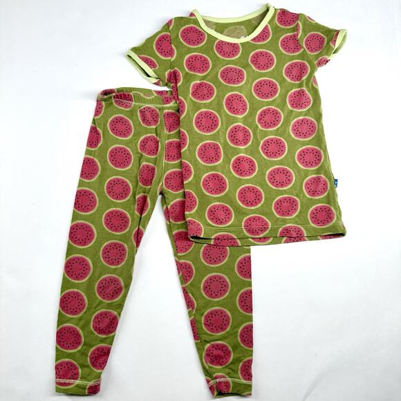 Kickee Kids Toddler Watermelon Short Sleeve Bamboo Knit 2-Piece PJ-2T - Picture 1 of 4